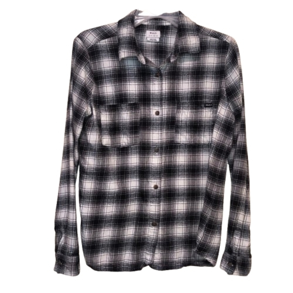 RVCA Womens Long Sleeve Button Down Plaid Top Small Petite Soft